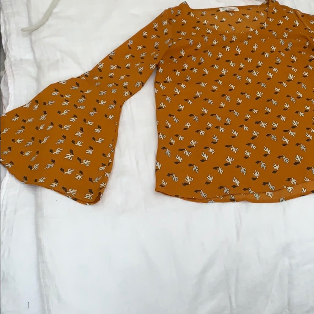 Love Fire Cactus blouse with bell sleeves